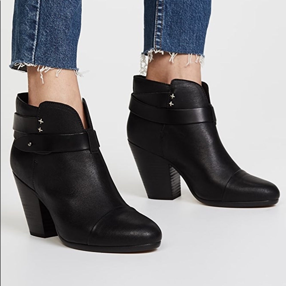 rag & bone Harrow Ankle Booties Black Leather Size 10 / EU 40